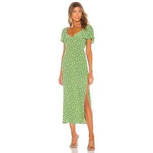 Revolve - Privacy Please green and white polka dot maxi dress